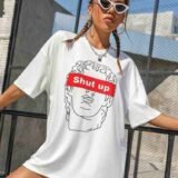 Жіноча біла футболка з ДТФ | 59-004