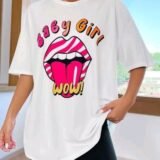 Жіноча біла футболка з ДТФ | 59-005