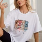 Жіноча біла футболка з ДТФ | 59-016