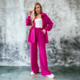 Женский легкий костюм рубашка и штаны розового цвета