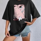 Жіноча чорна футболка з ДТФ | 59-019