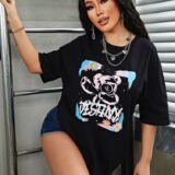 Жіноча чорна футболка з ДТФ | 59-020