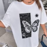 Жіноча біла футболка з ДТФ | 59-021