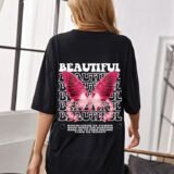 Жіноча чорна футболка з ДТФ | 59-023