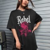 Жіноча чорна футболка з ДТФ | 59-035