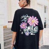 Жіноча чорна футболка з ДТФ | 59-036