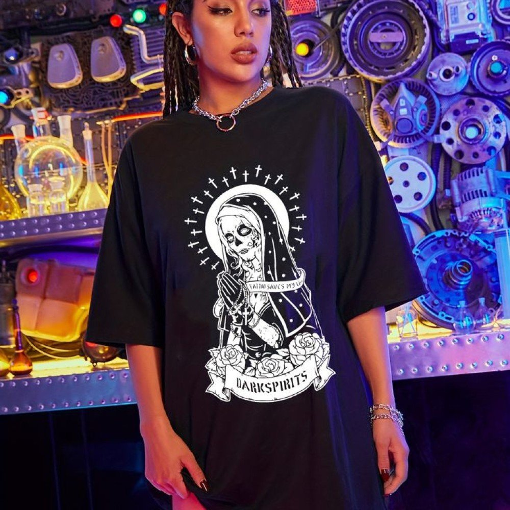 Жіноча чорна футболка з ДТФ | 59-057