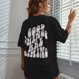 Жіноча чорна футболка з ДТФ | 59-062