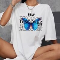 Жіноча біла футболка з ДТФ | 59-066