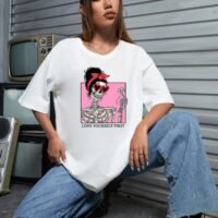 Жіноча біла футболка з ДТФ | 59-069