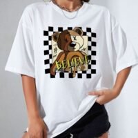 Жіноча біла футболка з ДТФ | 59-071