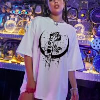 Жіноча біла футболка з ДТФ | 59-074