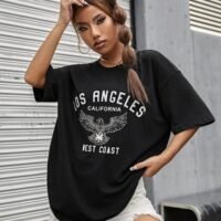 Жіноча чорна футболка з ДТФ | 59-075