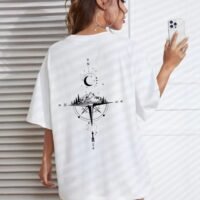 Жіноча біла футболка з ДТФ | 59-076