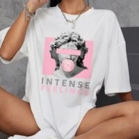 Жіноча біла футболка з ДТФ | 59-078