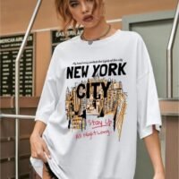 Жіноча біла футболка з ДТФ | 59-081