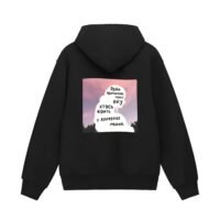 Худі чорне з ДТФ (оверсайз) | 66-521