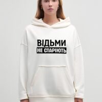 Худі з мерчем жіноче молочний колір | 32-001