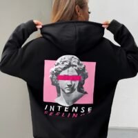 Худі чорне жіноче ДТФ | 32-027