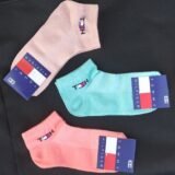 Набор носков Tommy Hilfiger (3 шт) короткие сетка хлопок размер 36-40 микс (розовые, бирюзовые, бежевые)