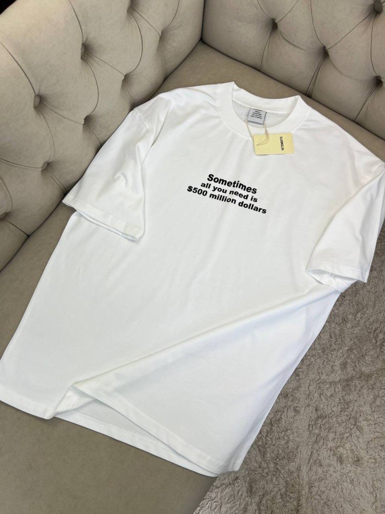Футболка Vetements Sometimes White чоловіча біла бавовна оверсайз f720