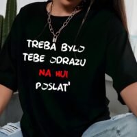 Жіноча футболка з дтф - чорна - 61-100