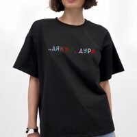 Жіноча футболка з дтф - чорна - 61-105