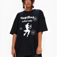 Жіноча футболка з мерчем - Чорний - 61-092