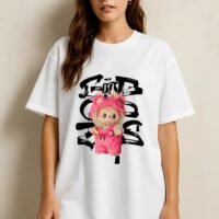 Жіноча біла футболка з ДТФ - 59-084