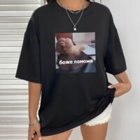 Жіноча футболка з дтф чорна-  - 61-116