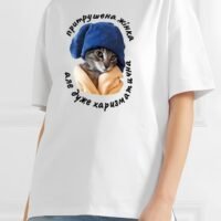 Жіноча футболка з дтф біла -  - 61-136