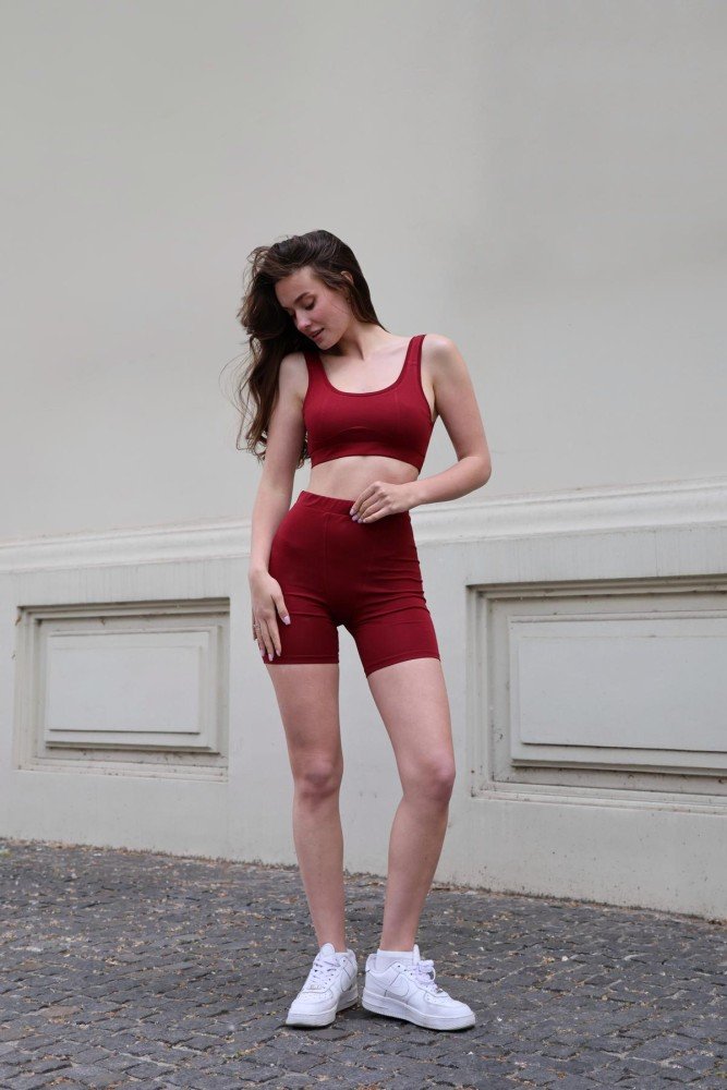 Комплект жіночий Vera" топ + велосипедки бордові (1384915892)"