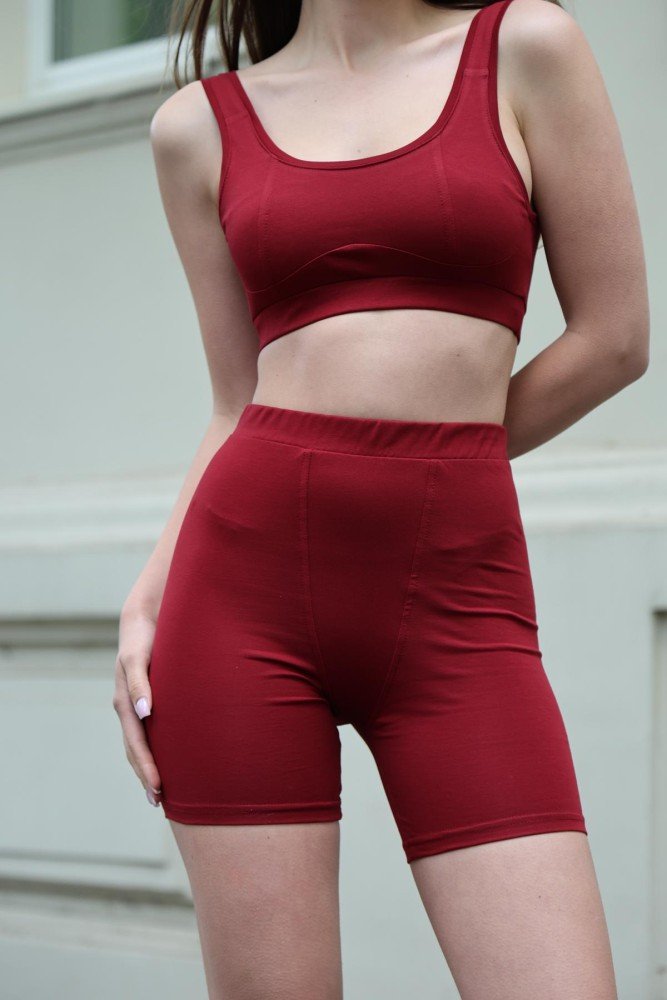 Комплект жіночий Vera" топ + велосипедки бордові (1384915892)" - Зображення 4