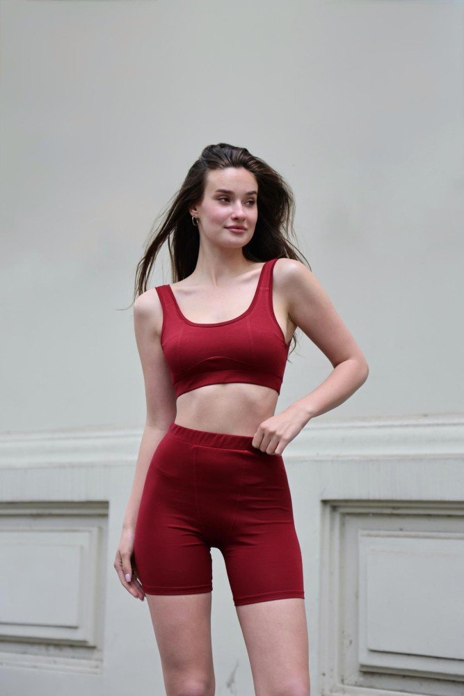 Комплект жіночий Vera" топ + велосипедки бордові (1384915892)" - Зображення 6
