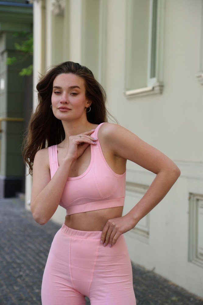 Комплект жіночий Vera" топ + велосипедки рожеві (1396492056)" - Зображення 2