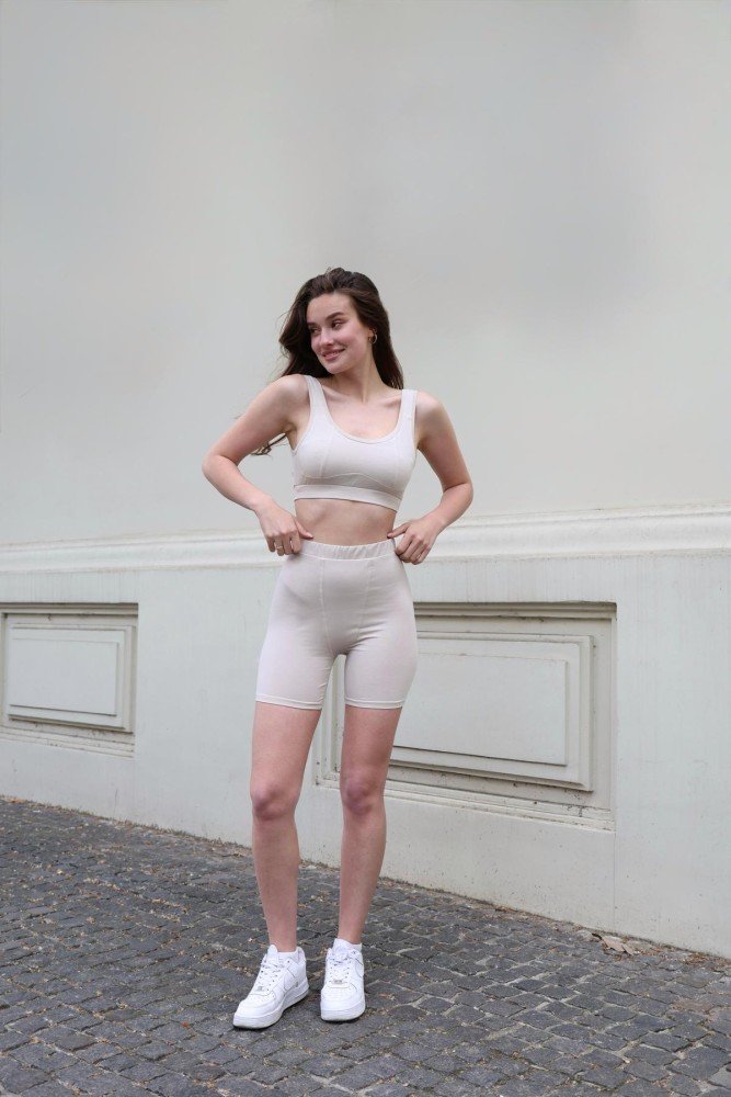 Комплект жіночий Vera" топ + велосипедки бежеві (1047805883)"