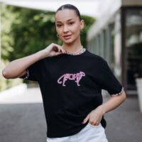 Футболка жіноча принт леопард рожевий