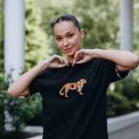 Футболка жіноча принт леопард оранжевий