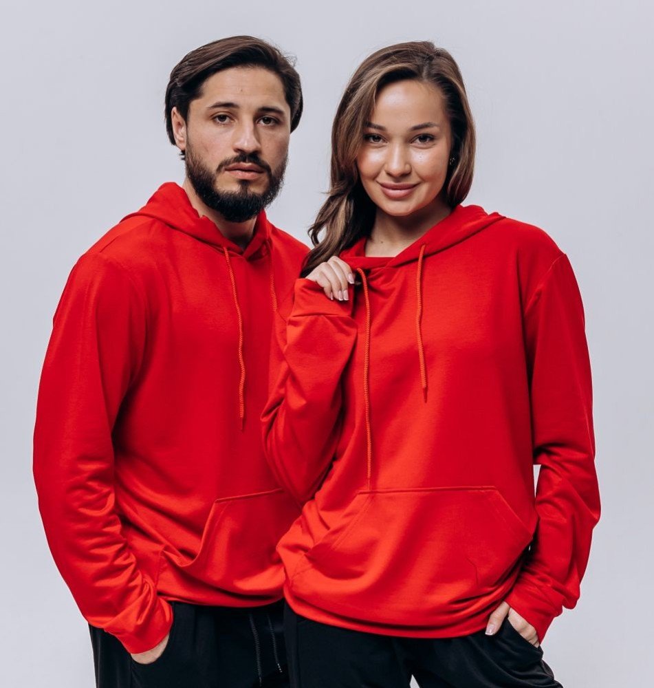 Худи жіноче (unisex) червоне двохнитка - Зображення 2