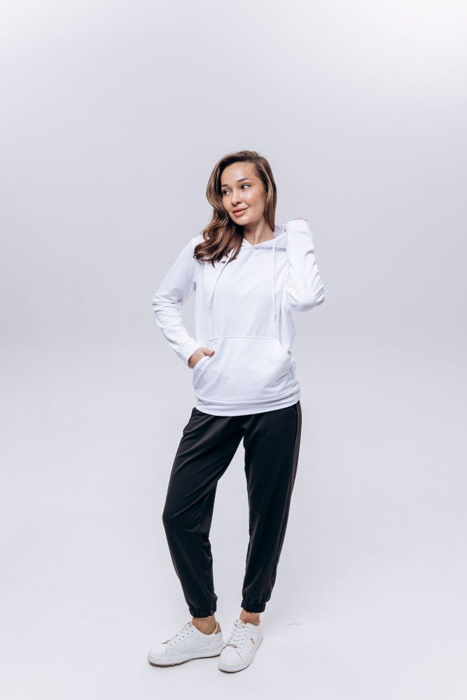 Худи жіноче (unisex) біле двохнитка