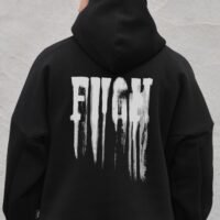 Оверсай худі толстовка на флісі з капюшоном та принтом Without Fight black