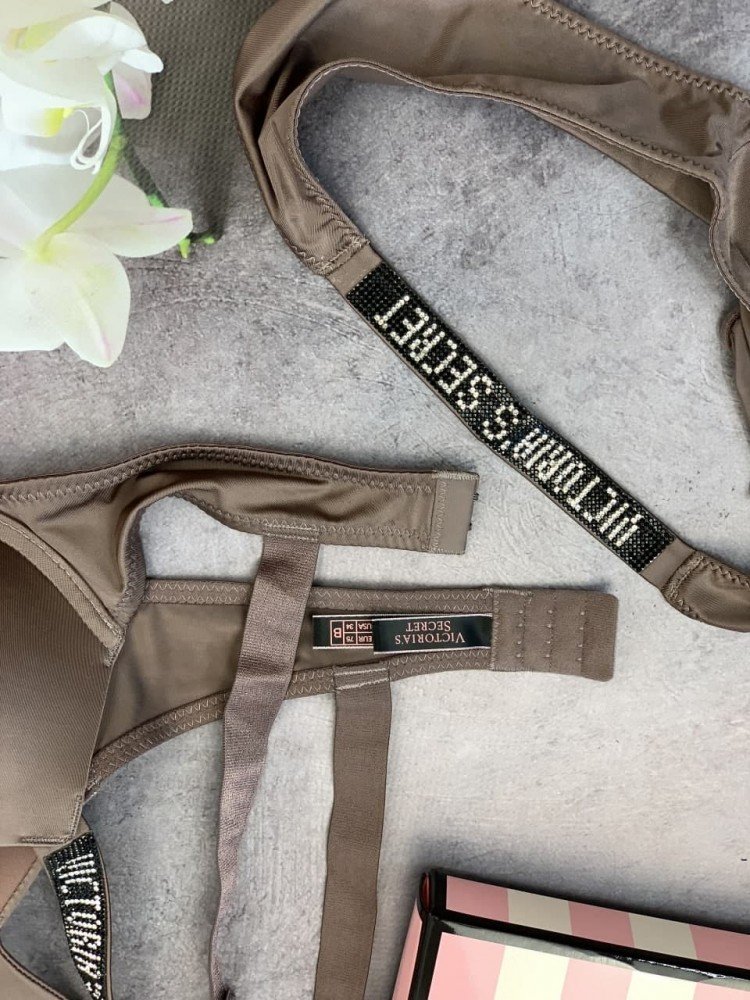 Комплект женский Victoria’s Secret Model Rhinestone топ+трусики Коричневый - Зображення 3