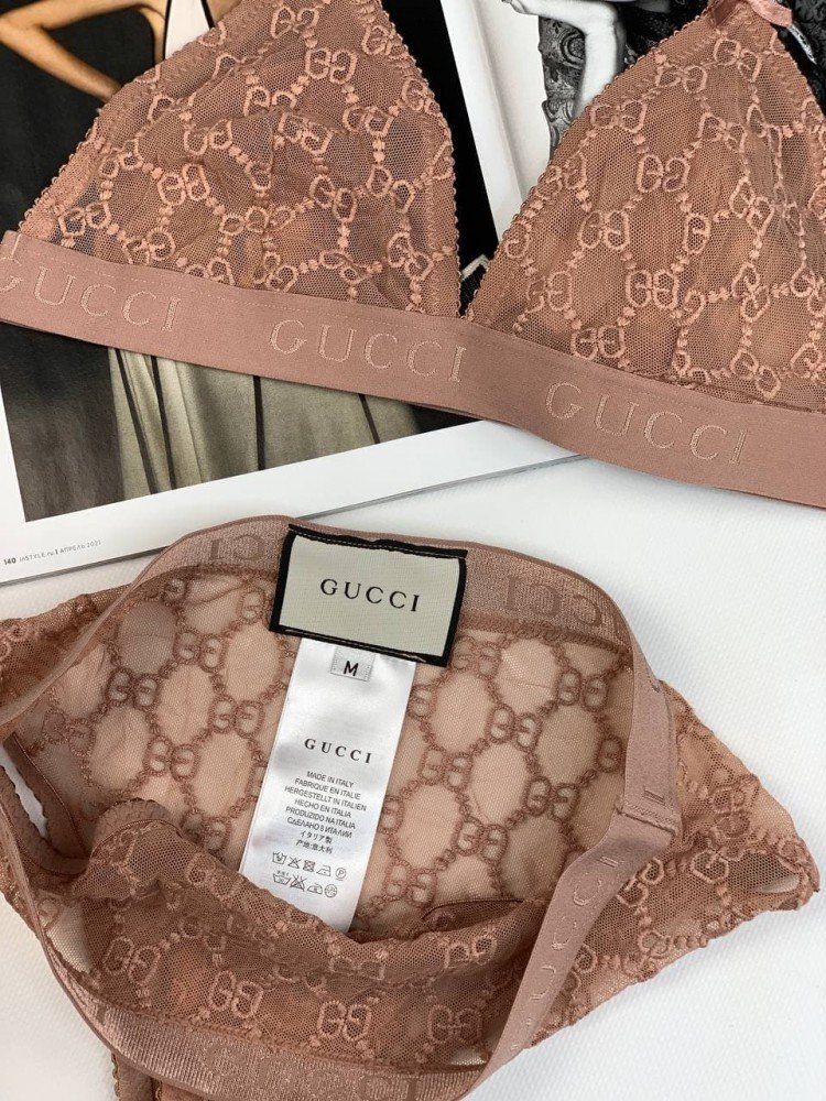 Женский комплект белья Gucci Бежевый kk030 - Зображення 2