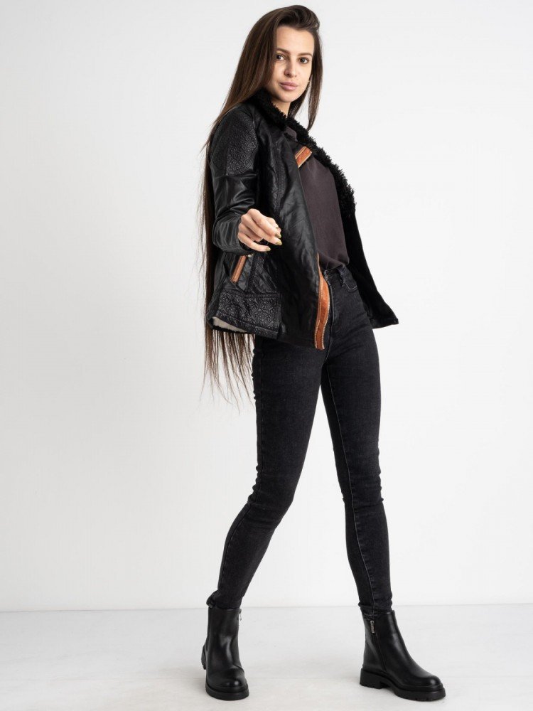 Куртка из эко-кожи на меховой подкладке O&S черная - Зображення 2