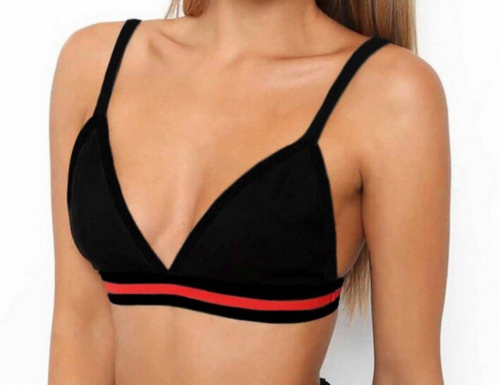 Бюстгалтер чёрный с красной полосой