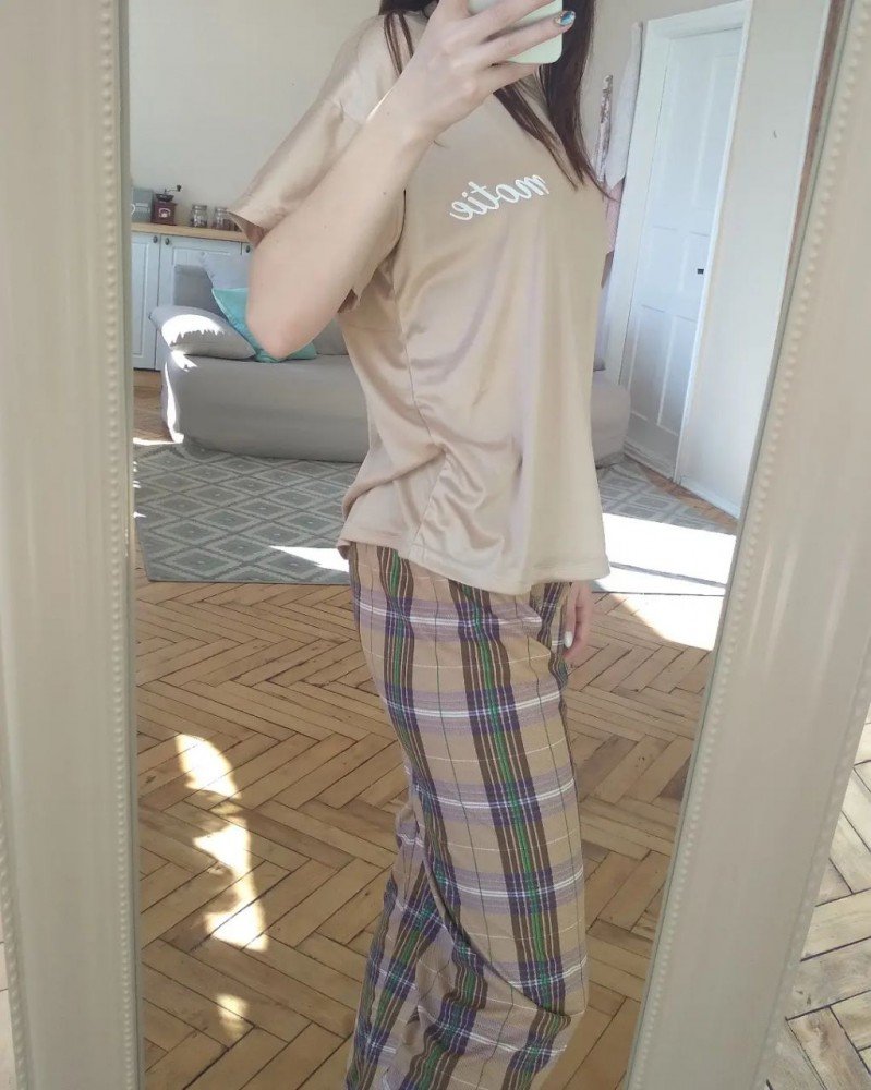 Пижама клетка коричневая - Зображення 3