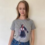 Жіноча сіра патріотична футболка Чорнобаївка""