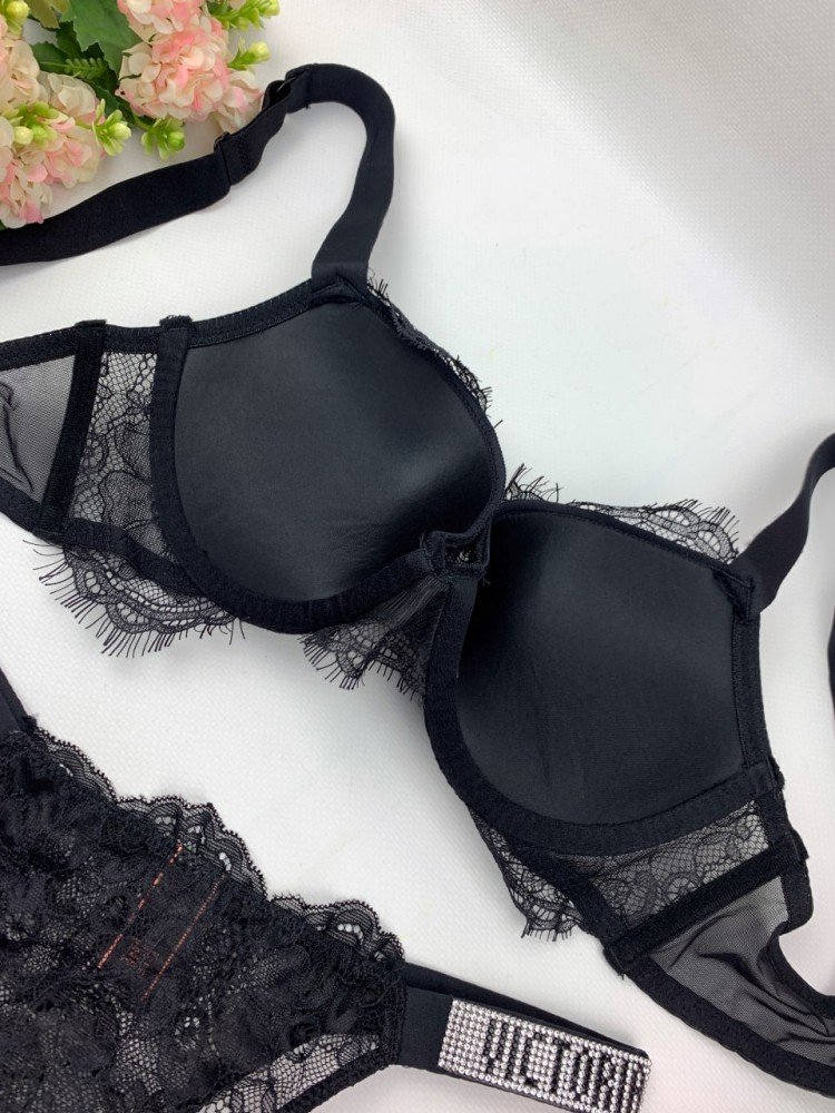 Комплект Victoria's Secret Кружева Черный kk031 - Зображення 3