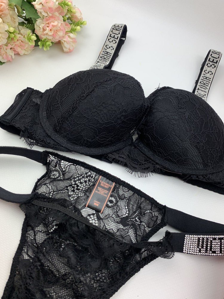 Комплект Victoria's Secret Кружева Черный kk031 - Зображення 6