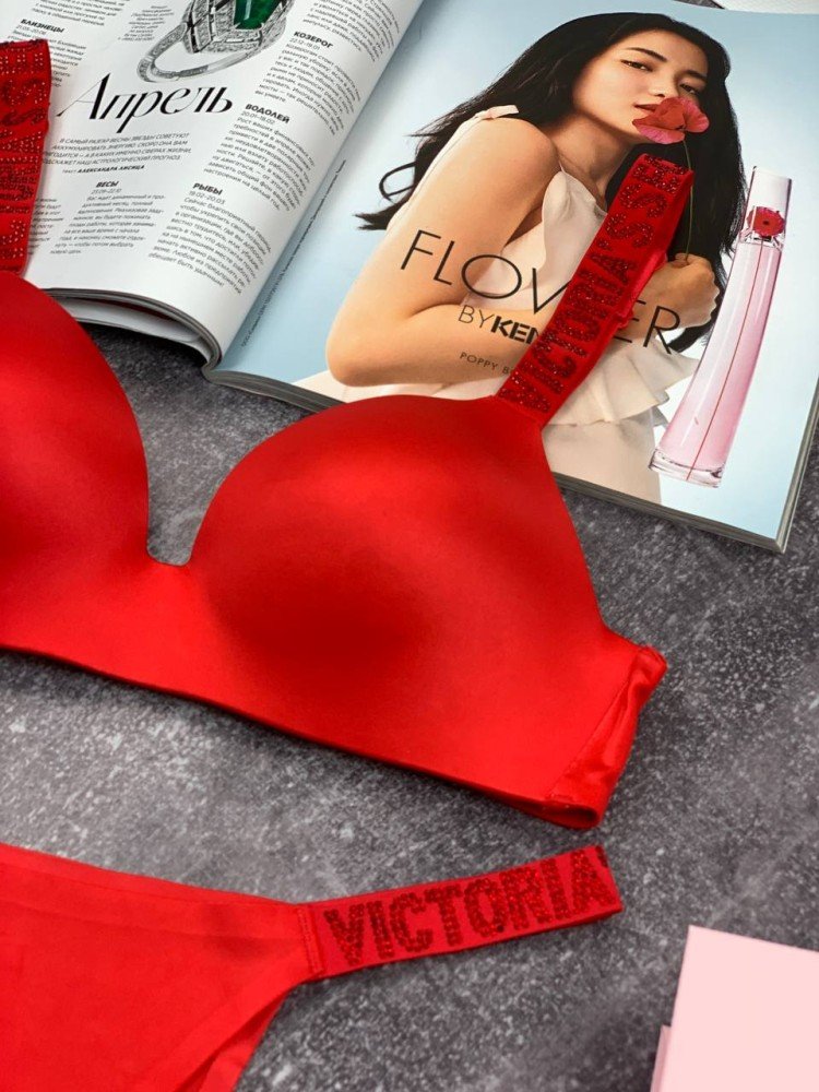 Комплект женский Victoria's Secret Бесшовный Красный kk035 - Зображення 6